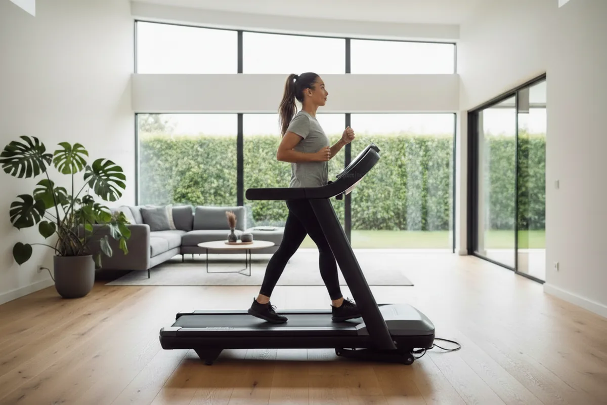 Woman walking on treadmill